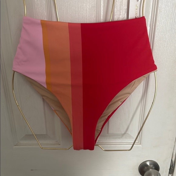 NWT Beach Joy Stylish Red and Pink Colorblock Bikini Set #433 - Picture 3 of 5